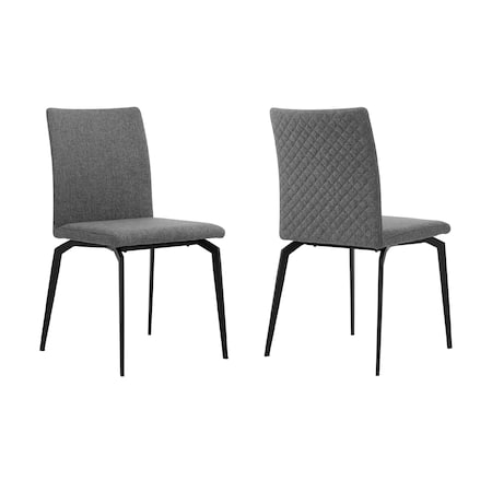 Armen Living Lyon Gray Fabric and Metal Dining Room Chairs, PK2 LCLYSIGREY